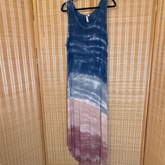 Cable & Gauge Dresses & Skirts - Cable & Gauge Womens XL Blue Mauve Tie Dye Sleeveless High Low Maxi Tank Dress